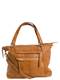 PIECES Leder-Schultertasche cognac