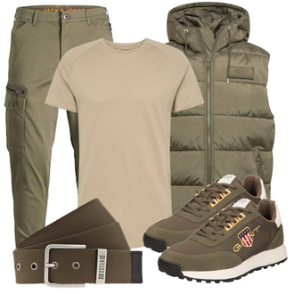 Outfit mit Dunkelgrün/Khaki Parka große Größe Alpha Industries "Alltagsoutfit"