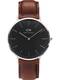 Daniel Wellington Uhr ''''Classic Black St Mawes DW00100130'''' silber / kastanienbraun / schwarz