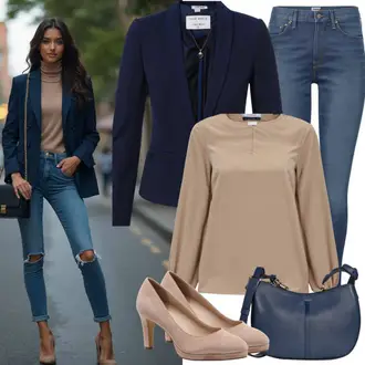 Elegant Kurz Outfit mit Gold/Beige/Braun/Weiß Festliche Bluse/Außergewöhnliche Bluse/Carmen­Bluse/SatinBluse/SeidenBluse creation l "Modisches Frühlings outfit"Look: Elegant, Moderne, Edel, Metal, Glanz, Jazz, Schön, Mom, Coole, Metallic, Romantisch