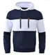 Huayuzh Hoodie Herren Oversize Kapuzenpullover für Herren Langarm Freizeit Jacquard Farbblock Sweatshirt mit Zip Taschen Marineblau Weiß M