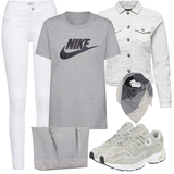 Outfity s hnědými džínami s širokými nohavicemi image