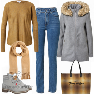 Outfit mit Braun Strickjacke Claire "Bequemer Winterlook"