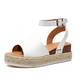 Hitmars Damen Keilsandalen Sommer Keil Peeptoe Fesselriemen Schnalle Sandaletten Elegant Flatform Schuhe Braun Leopard Grau Schwarz Größe 35-43 EU Weiß 39