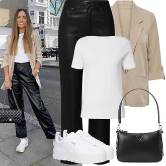 Outfit mit Grau/Weiß Sneaker Low/Plateau-Sneaker Puma "Frühling outfit"