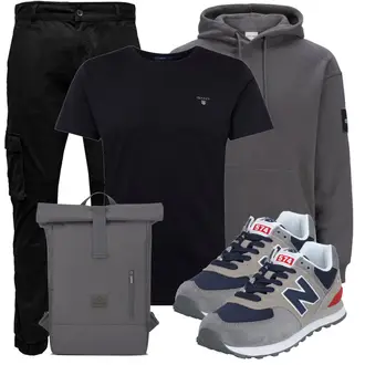 574 Outfit mit Grau/Hellgrau/Hellblau/Dunkelblau/Blau Walkingschuh/Vintage Sneaker/Sicherheitsschuh/Sneaker Low/Schmaler Sneaker/Winter Sneaker New Balance "Cooler Look für den Frühling"