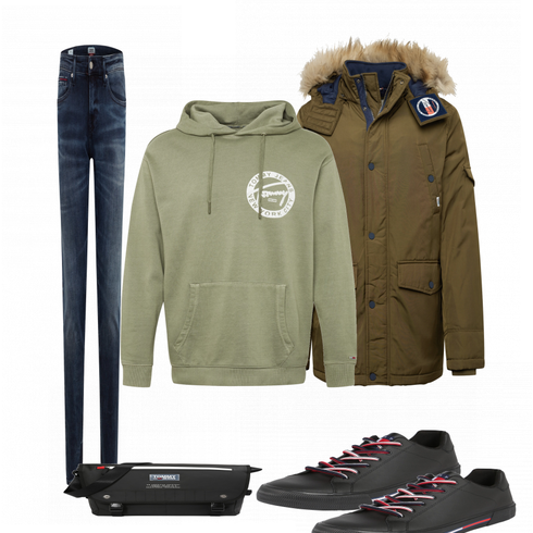 Schwarz Schuh Sneaker Tommy Jeans kombinieren