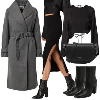 Outfit s Černá Halenka s Dlouhým Rukávem/Neobvyklá Halenka/Halenka s Nafouknutým Rukávem/Halenka s Mašlí/Rozverná blůza/Otevřená Halenka/Zavazovací Halenka/Carmen Blůza/Sportovní Halenka/Halenkový Top/Crash blůza Leger by Lena Gercke "Podzimní Outfit"