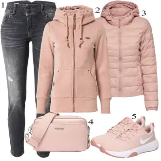 Outfit sa Pink Prošivena Jakna/Jesenska jakna/Donja Jakna/Jakna s Kapuljačom/Jakna za Pakiranje/Puferica Jakna/Ljetna pod-jakna/Održiva jakna/Zimska Jakna Only "Tvoj otmjeni outfit"