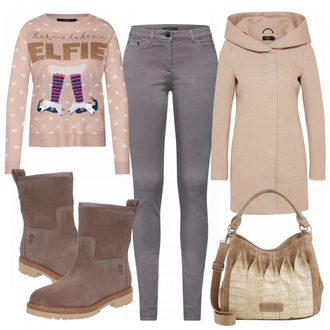 Outfit mit Grau/Braun Stiefel Timberland "Pilar"