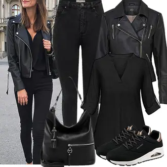 Frühlings Outfits Edel mit Schwarz/Dunkelgrau/Grau/Braun Tragetasche/Schulranzen/Schultertasche/Schultertasche Tamaris "Perfekt für die Freizeit"Look: Uni, Feine, Lack, Schick, Gothic, Boho, Waage, Elegant, Metal, Edel, Bohemian