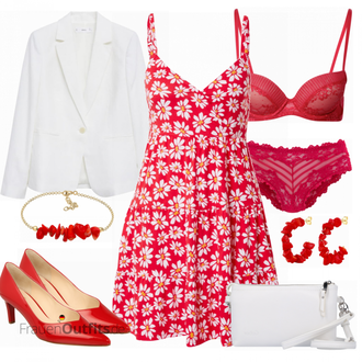 Outfit mit Beige/Rot High Heel Högl "Modischer Sommer Look"