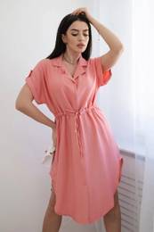 Viscose dress with a waist tie apricot