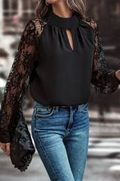 Black Lace Sleeve Detail Blouse