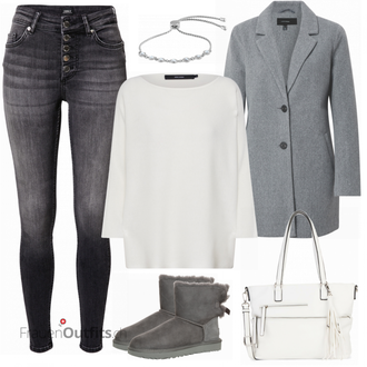 Outfit mit Grau Stiefel UGG "Wild Alltagsoutfit"