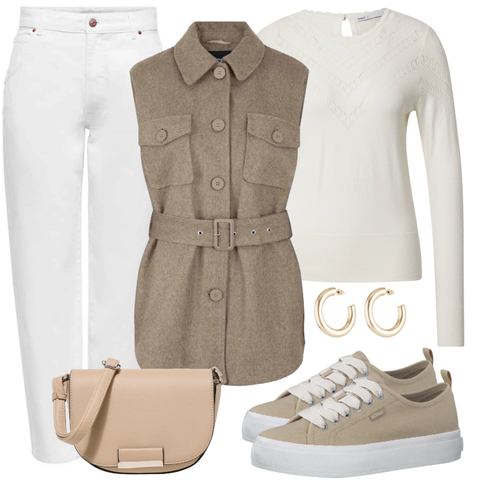 Weiß/Creme Mom Jean/Baggy Jeans/Cropped Jeans/Tapered-Jeans/High Waist Jeans/Dad Jeans/Bundfaltenjeans/Loose fit Jeans/Lederjacke/Formelles Hemd/T-Shirt Only kombinieren