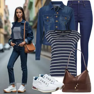 Prevelik, Vintage Outfit sa Siva/Plava/Tamnoplava Traper Jakna/Vintage Jakna/Kratka Traper Jakna/Pletenina Pull&Bear "Opušteni izgled slobodnog vremena"Look: Blokiranje boja, Rap, Prevelik, Unisex, cool, 90-ich, Retro