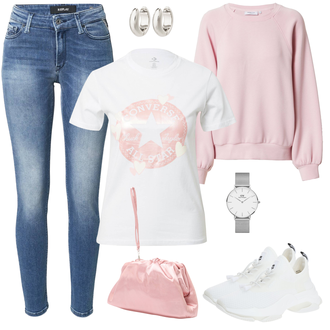 Outfit mit Schwarz/Weiß/Creme/Dunkelblau Sneaker Low/Bequemer Schuh/gesundheitsschuh/Schnürer/medicus schuh/Schuh Ohne Schnürsenkel/Teddy Sneaker/Sommer Sneaker/Walkingschuh Steve Madden "Stylisher Freizeitlook"