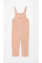 Girls' Square Neck Embroidered Strap Velvet Overalls