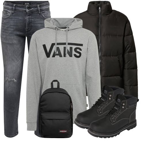 Grau/DunkelGrau/HellGrau Jeans mit Schlitz/Jeans mit Loch/Girlfriend Jeans/Damen 7/8-Länge Jeans/Knöchelstiefel/Lederjacken/Cropped Jeans/Biker Jeans/Slim Fit Jeans/Lederjacke Only & Sons kombinieren
