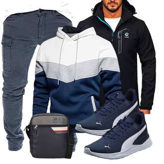 Cropped Outfit mit Blau/Dunkelblau/Grau Boyfriend Hose/Chino Hose/Löcherne Hose/Skinny Hose/Cargo-Jogginghose/Hemd Kurze Hose/Capri Yazubi "Freizeit Outfit"