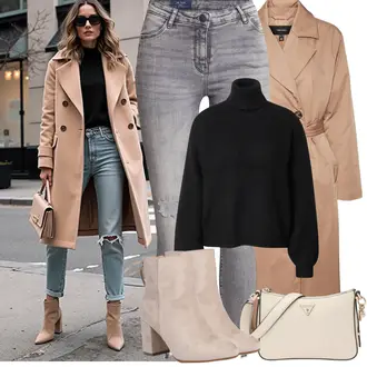 Outfit mit HellGrau/Grau Ankle Boot/Biker Jeans/High Waist Jeans/Jeans mit Schlitz/Jeans mit Loch/Push up Jeans/Lederjacke/Cuir Chaussures/Winterjacke Noisy may "Frühling outfit"
