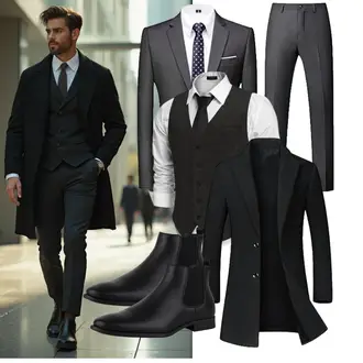 Musical Outfit mit Schwarz/Dunkelgrau ECDAHICC "Business Outfit"Look: Fitness, Arbeits, Laufen, Musical, Apres ski
