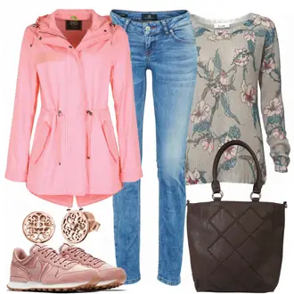 Outfit mit Beige Sneaker Nike "LiebRosa"