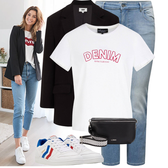 Outfit met Crème/wit Vintage Sneaker/Lage Sneaker/Leren sneaker/Zomer sneaker/Smalle sneaker/Skateschoen Hummel "Modieuze lente-outfit"