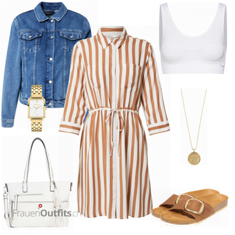 Outfit mit Weiß Bh Calida "Streifen Freizeitoutfit"