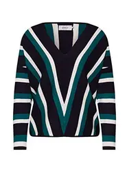 ONLY Damen Onlnew AYA 7/8 KNT Pullover, Mehrfarbig (Night Sky Stripes: W. Cloud Dancer/Green), 36 (Herstellergröße: S)