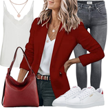 Rote Große Klassische Blazer Outfits image