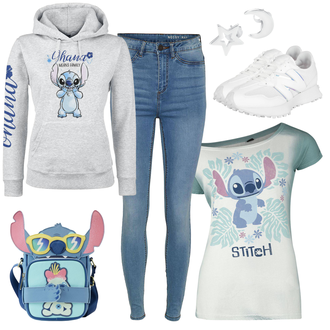 Sport Outfits 70er mit Grau Sneaker New Balance "Stitch Freizeitlook"Look: Oversize, 70er