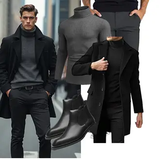 Laufen Winter Outfit mit Schwarz/Grau "Business Outfit"Look: Laufen, Reiten, Freizeit, Fitness, Arbeits, Apres ski