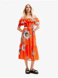 Women's orange floral midi dress Georgeo