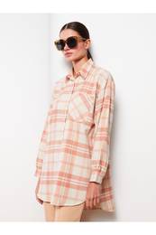 Women's Plaid Long Sleeve Oversize Shirt Tunic
