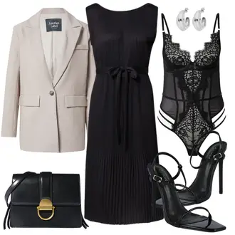 Stoff Outfit mit Orange/Schwarz/Weiß Sandalette/Spangenpump/Schaftsandale/High Heel/Sandalen Mit Absatz/Slingpump simmi london "Abend Outfit"