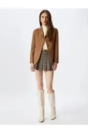 Pleated Mini Skirt Low Waist Belted