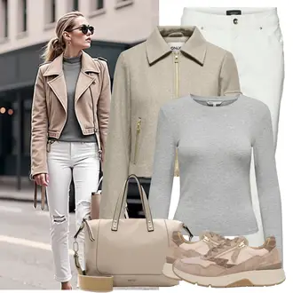 Comfort Outfit met beige/bruin Vintage Sneaker/Teddy Sneaker/Sneaker met Zijrits/Platte Sneaker/Lage Sneaker/Leren Sneaker/Chunky Sneaker Gabor "Lichtgewicht Outfit"