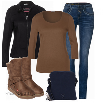 Outfit mit Grün Stiefel Skechers "Herbstliches Freizeit Outfit"