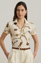 Bombaen polo Lauren Ralph Lauren enski, bela barva, 200957609