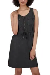 Alife and Kickin Damen DorisAK DNM Dress Kleid Damenkleid Jeanskleid Freizeitkleid Sommerkleid XS-XXXL, Black Denim, M