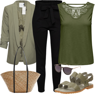 Outfit mit Schwarz Hose Große Größe/Leggings Große Größe/High Waist Hose/Strick Legging/Paperbag Hose/Steghose VERO MODA "Sommer Look für modische Frauen"