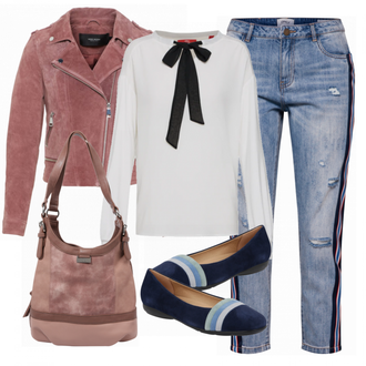 Outfit mit Blau Plateauschuh Geox "Bequem"