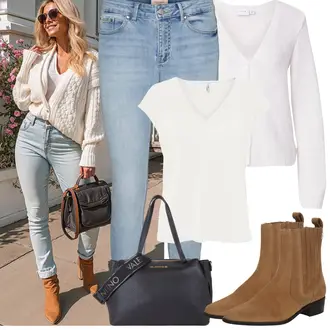 tenues avec Bleu clair Jean Coupe Slim/Veste en Cuir pour Homme/Bottine Cheville/Jeans Femme Longueur 7/8/Chaussures en Cuir/Jeans avec Fente/Jeans à Enfiler/Jean Taille Haute/Jean Push-up VERO MODA "Tenue de printemps"