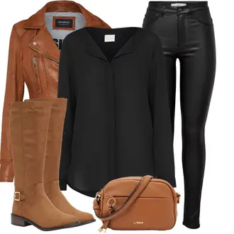 Party Outfits mit Schwarz Lederjacke/Lederimitathose/Lederlegging/Leggings Lederoptik/Lederhose/Skinny Hose/Lack Legging/Biker Jeans/High Waist Jeans/Jeans mit Schlitz/Push up Jeans/Cuir Chaussures/Thermojeans JdY "Freizeit Outfit"