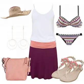 Outfit mit Lila/Rosa Neckholder Kleid/2-in-1 Kleid/Jerseykleid/Tenniskleid/Vokuhila Kleid BEACH TIME "BeachDay"