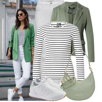 Outfit mit Grau/Weiß/Creme Lederjacke/Ankle Boot/Biker Jeans/High Waist Jeans/Jeans mit Schlitz/Push up Jeans/Slim Fit Jeans/Cuir Chaussures/Thermojeans/男士皮夹克/Winterjacke Only "Schönes Frühlingsoutfit"