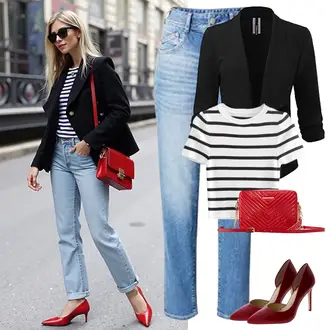 Outfit mit Rot/Braun/Dunkelrot/Bordeaux Slingpump/Eleganter Schuh/High Heel/Bequemer Pump/Vintage Pumpe/Hochfrontpump JESSICA SIMPSON "Perfekter Look für den Frühling"