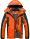 GEMYSE Herren Wasserdichte Berg-Skijacke Winddichte Fleece Outdoor-Winterjacke mit Kapuze (Orange Grau 08,M)